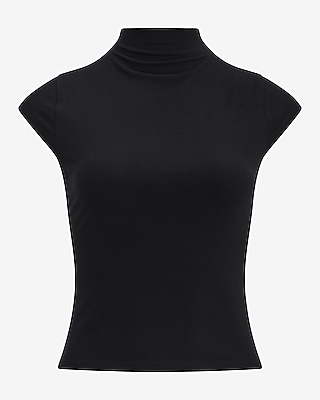 Ribbed Mock Neck Cap Sleeve Tee - thumbnail 8