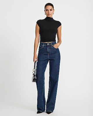 Ribbed Mock Neck Cap Sleeve Tee - thumbnail 7