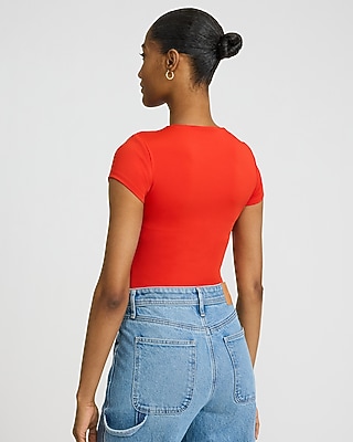 Body Contour High Compression Crew Neck Short Sleeve Bodysuit - image 2