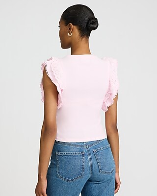 Crew Neck Flutter Sleeve Tee - image 3