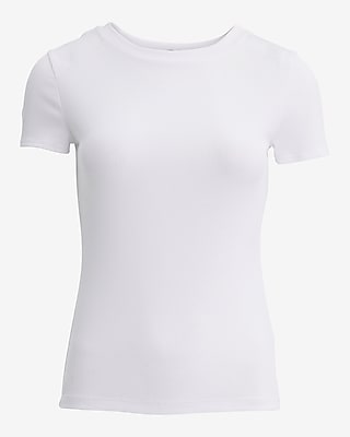 Fitted Ribbed Crew Neck Short Sleeve Tee