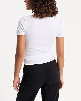 Fitted Ribbed Crew Neck Short Sleeve Tee