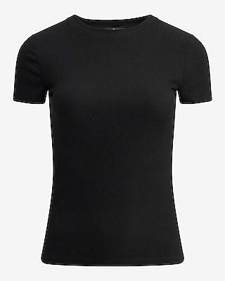 Fitted Ribbed Crew Neck Short Sleeve Tee