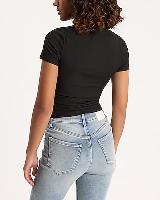 Fitted Ribbed Crew Neck Short Sleeve Tee