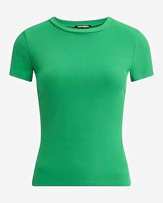 Fitted Ribbed Crew Neck Short Sleeve Tee