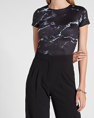 Contour Marbled Cropped Crew Neck | Express