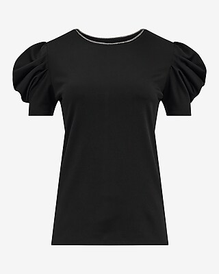 Embellished Crew Neck Puff Sleeve Tee - image 5