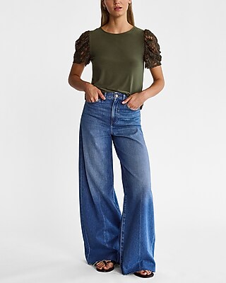 Crew Neck Lace Puff Sleeve Tee - image 4