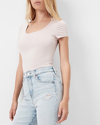 Body Contour Double Layer Scoop Neck Thong Bodysuit