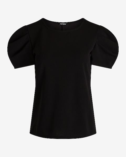 Ex Ss Scuba Crepe Rufl Slv Tee Jump 860168422:pitch Black:xl Ex Ss Scuba Crepe Rufl Slv Tee Jump 860168422:pitch Black:xl