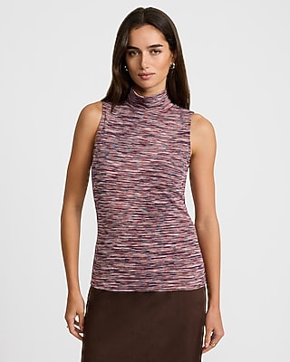 Fitted Ribbed Mock Neck Tank