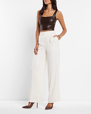 Body Contour Faux Leather Square Neck Cropped Tank
