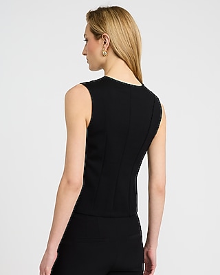 Signature Ponte V-Neck Seamed Tank