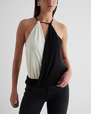 Skimming Color Block V-Neck Surplice Cami