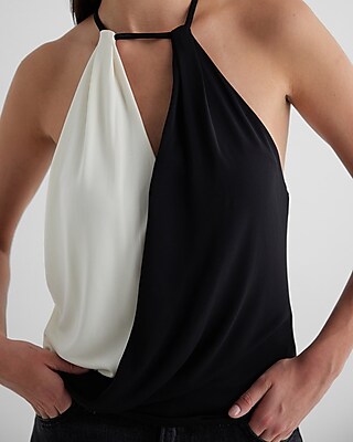 Skimming Color Block V-Neck Surplice Cami