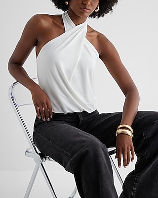 【EMIS】 HALTER NECK TANK TOP /追跡付 LACE UP DETAIL ZIP FRONT SLEEVELESS HALTER NECK TANK