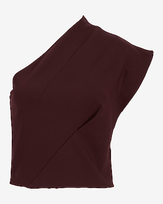 Structured One Shoulder Ponte Cropped Top