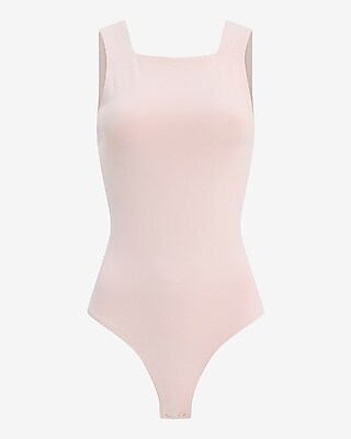 Body Contour Light Compression Square Neck Sleeveless Bodysuit Stretch Cotton