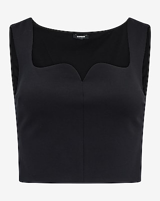 Signature Ponte Curved Sweetheart Neckline Cropped Tank