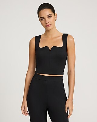Signature Ponte Curved Sweetheart Neckline Cropped Tank