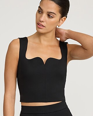 Signature Ponte Curved Sweetheart Neckline Cropped Tank