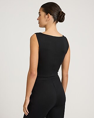 Signature Ponte Curved Sweetheart Neckline Cropped Tank