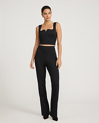 Signature Ponte Curved Sweetheart Neckline Cropped Tank