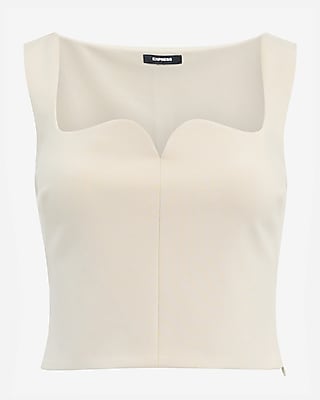 Signature Ponte Curved Sweetheart Neckline Cropped Tank