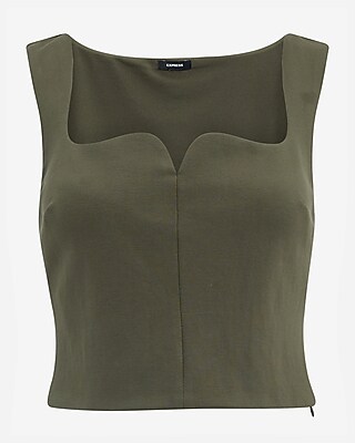 Signature Ponte Curved Sweetheart Neckline Cropped Tank
