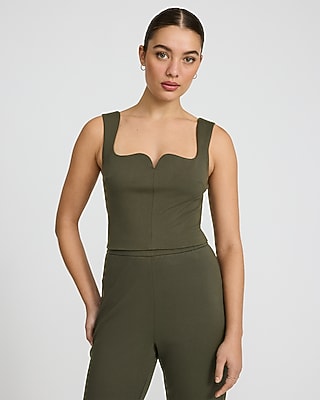 Signature Ponte Curved Sweetheart Neckline Cropped Tank