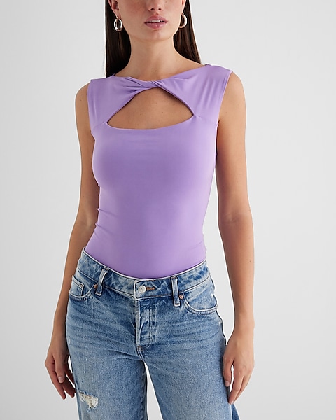 Express Body Contour Bodysuit Womens Extra Large Gray Back Cutout Thong  Shirt