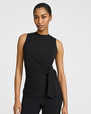 Crepe Draped Cowl Neck Sweater Tank | Express