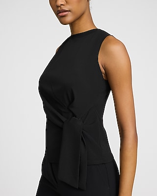 Crepe Crew Neck Side Tie Tank - image 2