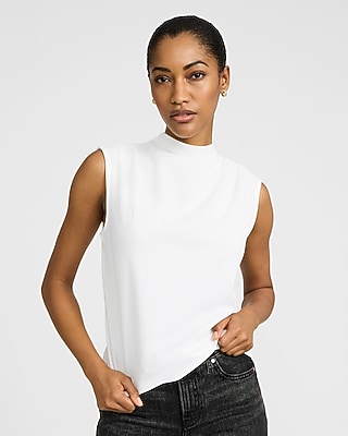 Crepe Mock Neck Draped Tank - image 2