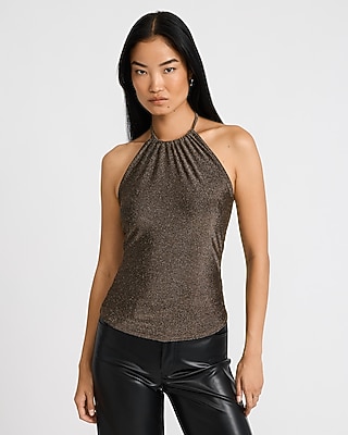 Shine Tie Halter Open Back Tank