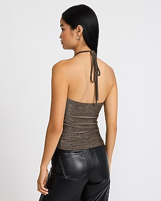 Shine Tie Halter Open Back Tank - thumbnail 3