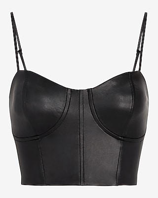 Body Contour Faux Leather Corset Cropped Top