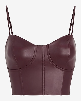 Body Contour Faux Leather Corset Cropped Top