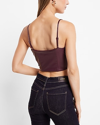 Body Contour Faux Leather Corset Cropped Top