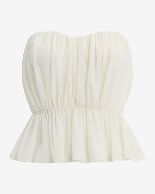 Ruched Strapless Sweetheart Peplum Tube Top