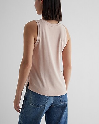 Supersoft Linen-Blend Shine Skimming V-Neck Tank