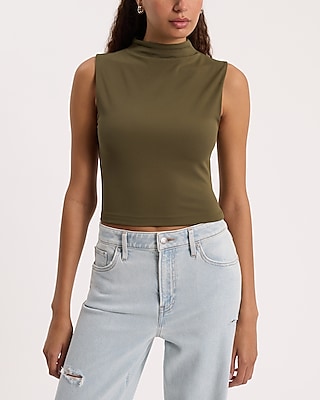Body Contour High Compression Mock Neck Cropped Tank