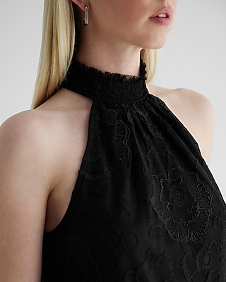 Embroidered Lace Halter Neck Top