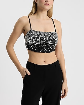 Embellished Square Neck Cropped Cami