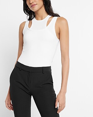 Fitted Ribbed High Neck Tank