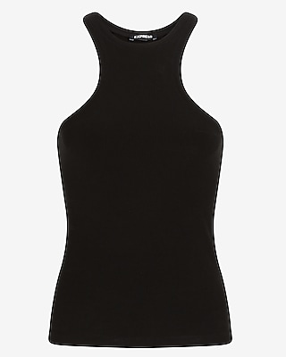 Essential Fitted Ribbed High Neck Sleeveless Tank