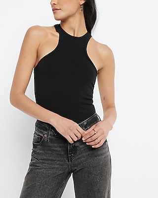 Fitted Ribbed High Neck Tank