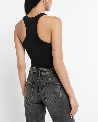 Essential Fitted Ribbed High Neck Sleeveless Tank
