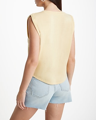 Linen-Blend Crew Neck Muscle Tank