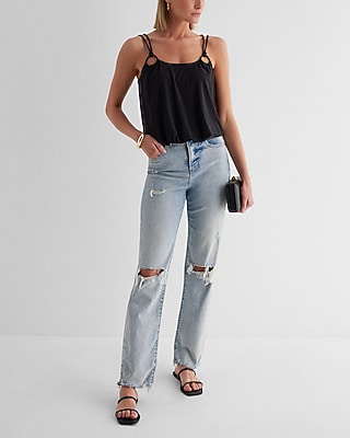 Skimming Scoop Neck Double Strap Loop Tank